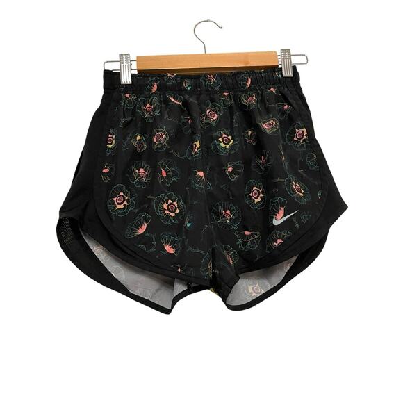 Nike Tempo Dri-Fit‎ Shorts Women Size XS Black Floral Running Lined Active Mesh - Picture 1 of 4